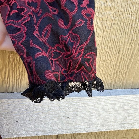 H&R Hearts and Roses Red Floral Gothic Steampunk Corset Jacket Women’s Size 8 - Picture 6 of 8